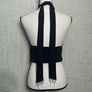 Rachel Zoe Black High Neck Crystal Halter Top